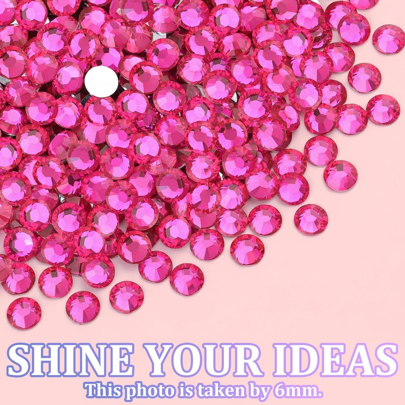 Skiennix 25000Pcs Resin Rhinestones - Hot Pink Flatback Gems for DIY Crafts | 2-6mm Mixed Sizes with Glue