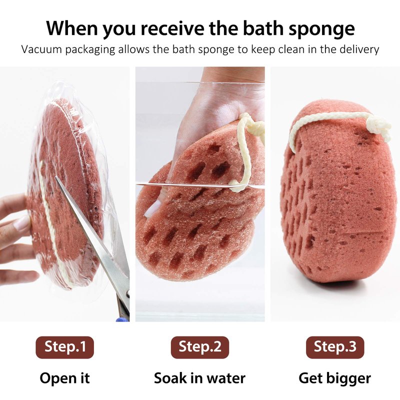 BAIMEI IcyMe Bath Sponge 2-Pack -Shower Loofah Body Scrubber with Gentle Exfoliation & Quick Lathering, Pink Grey Shower Pouf