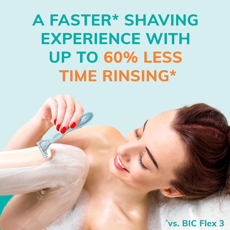 BIC Women's Refillable Razors - Anti-Clogging Design with 4 Blades | Includes 1 Handle & 3 Cartridges
