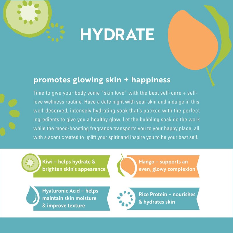 Wellness By Village Naturals Therapy, Hydrate Foaming Bath Soak, 36 oz, Pack of 2