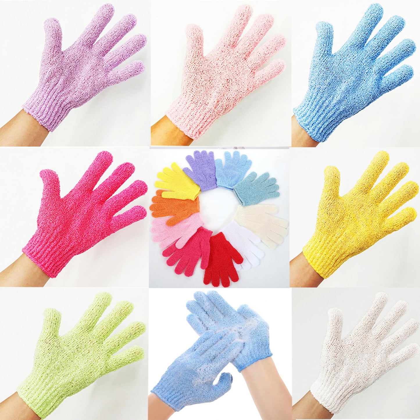Shower Gloves,Double Sided Exfoliating Bath Gloves,Shower Body Scrub Gloves for Women & Men Deep Clean Skin Spa Massage Beauty Skin Shower Scrubber Bathing Accessories,#P207 (1pair Red)