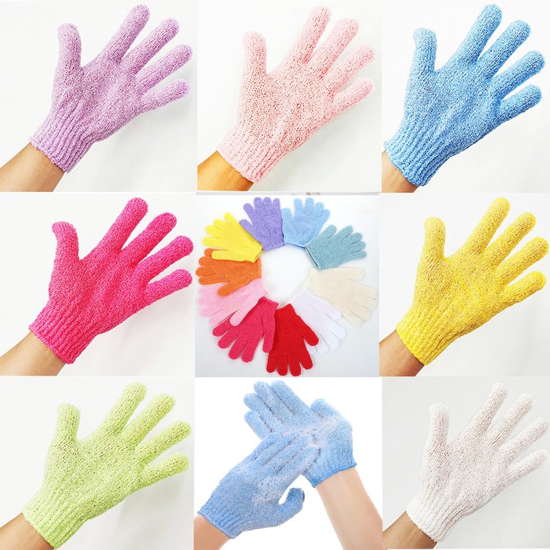 Shower Gloves,Double Sided Exfoliating Bath Gloves,Shower Body Scrub Gloves for Women & Men Deep Clean Skin Spa Massage Beauty Skin Shower Scrubber Bathing Accessories,#P207 (1pair Red)