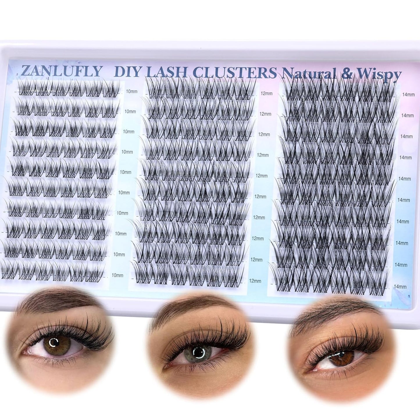 Zanlufly Wispy Eyelash Clusters - Natural CC-Curly Individual Lashes | 180 Pcs, 10-14MM DIY Extensions