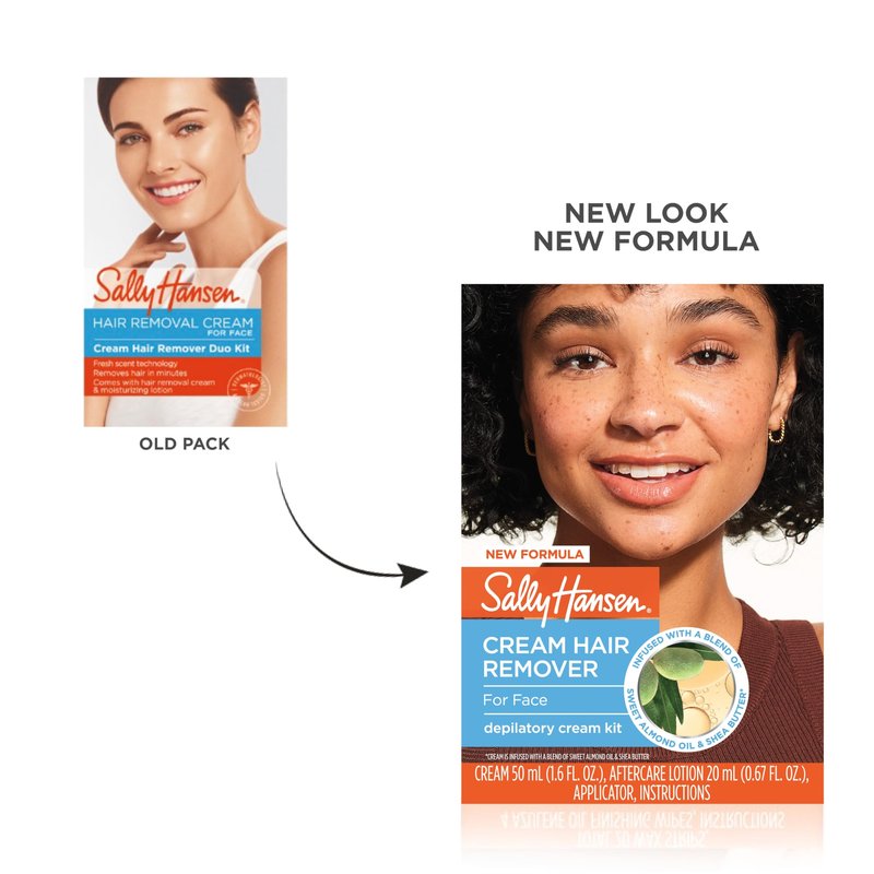 Sally Hansen Hair Remover for Face | Cream Depilatory + Aftercare Lotion | Sweet Almond & Shea Butter Infused