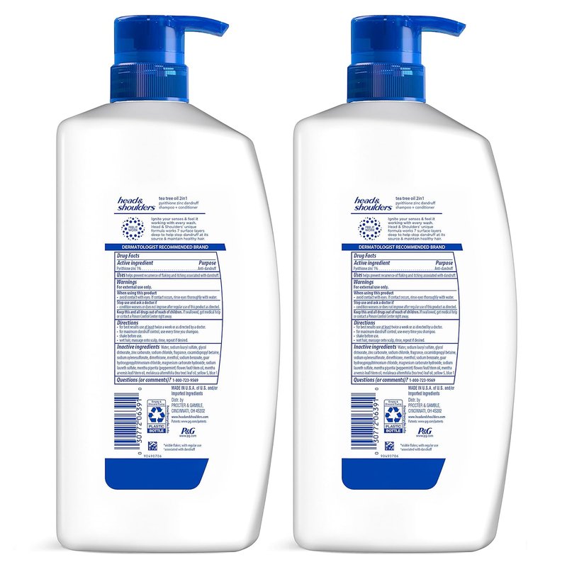 Head & Shoulders 2-in-1 Anti-Dandruff Shampoo & Conditioner - Tea Tree Oil, Cooling Formula | 32.1 fl oz Each