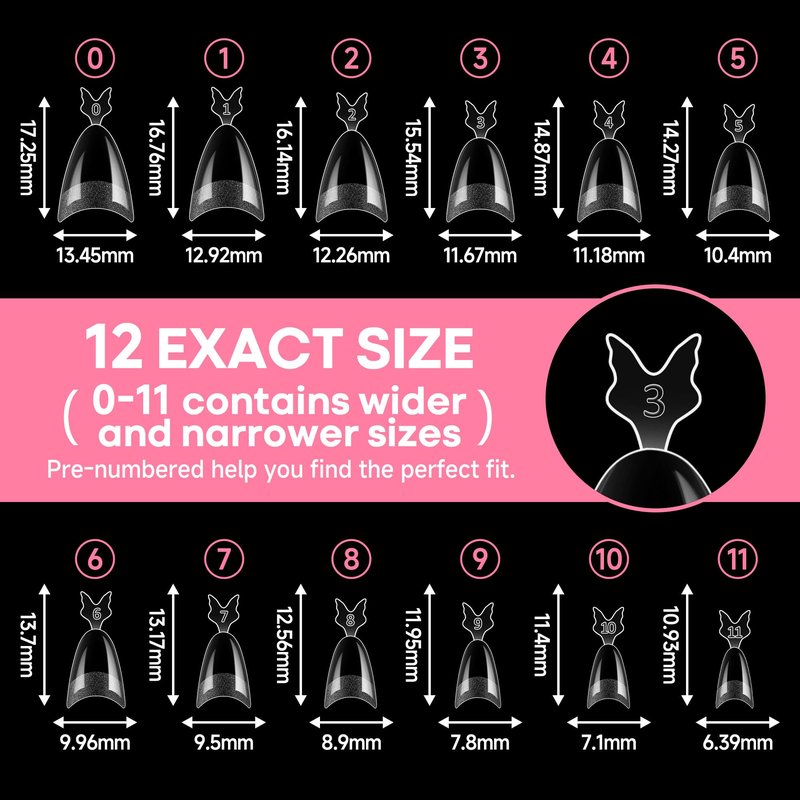 UNA GELLA Gel Nail Tips Almond Shape: 504pcs Medium Almond Nail Tips Half Cover Upgrade Soft Gel Matte Design for DIY Press On Nails Acrylic False Nails Tips 12 Sizes