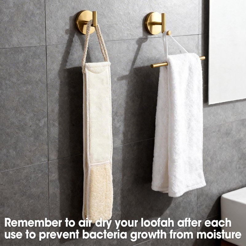 Loofah Back Scrubber with Handle, Natural Exfoliating Shower Sponge, Deep Clean Back Scrub for All Skin Types, Durable Bath Loofah for Daily Use