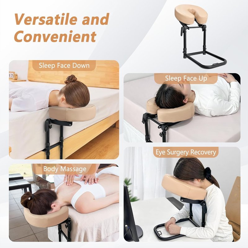 Massage Headrest for Bed Face Cradle, Home Mattress Top Massage Kit Face Down Pillow, Massager Head Rest for Mattress, After Eye Surgery Recovery Equipment, Head Cradle and Face Rest Support Cushion