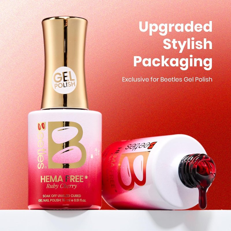 Beetles Ruby Cherry Jelly Red Gel Nail Polish - 15ML Soak Off Translucent UV LED Formula for DIY Manicure