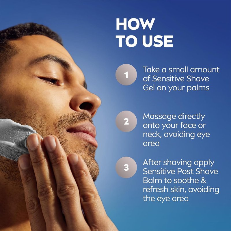 NIVEA MEN Sensitive Shaving Set - Soothing Shave Gel (7 Oz) + Post Shave Balm (3.3 Fl Oz) with Chamomile & Vitamin E