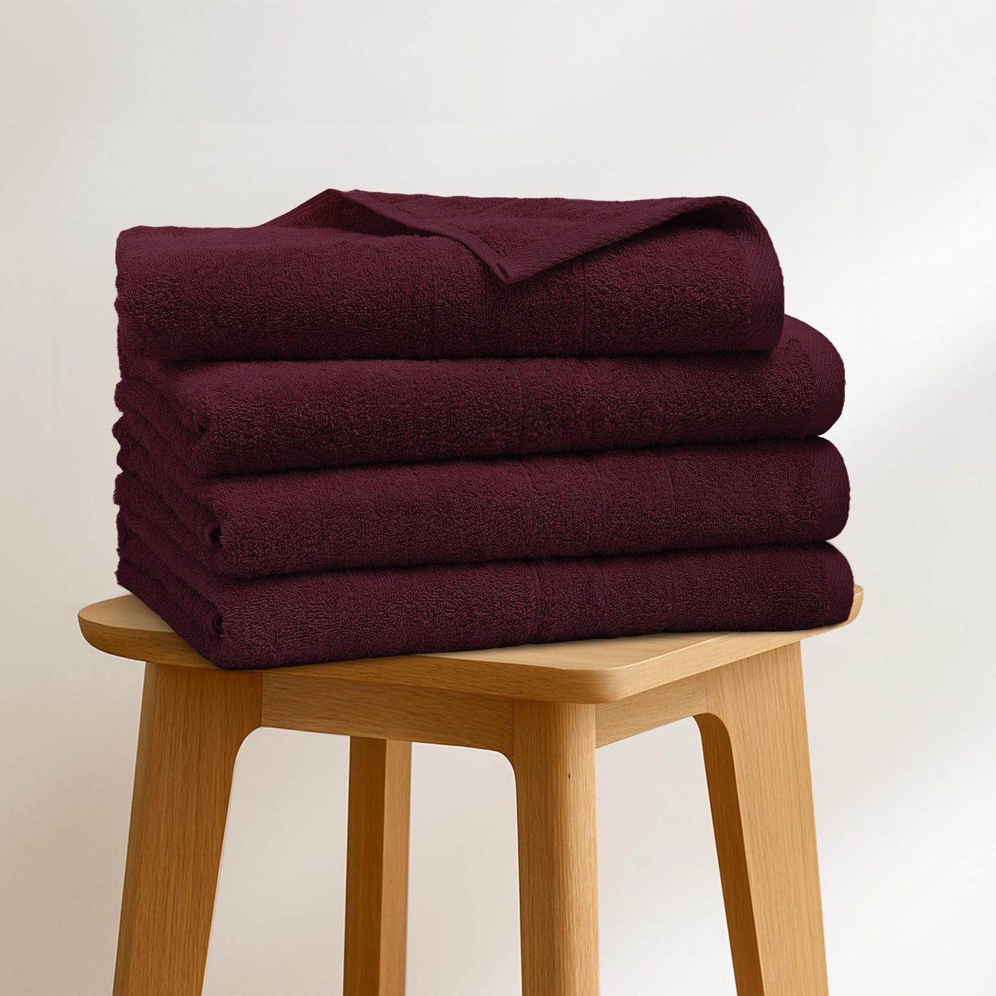 Novo Home Bath Towels Set of 4 – 100% Cotton Burgundy Extra Large Towels for Bathroom, Spa Use (55x28 in) – Super Soft and Quick Dry Large Bath Sheets for Adults