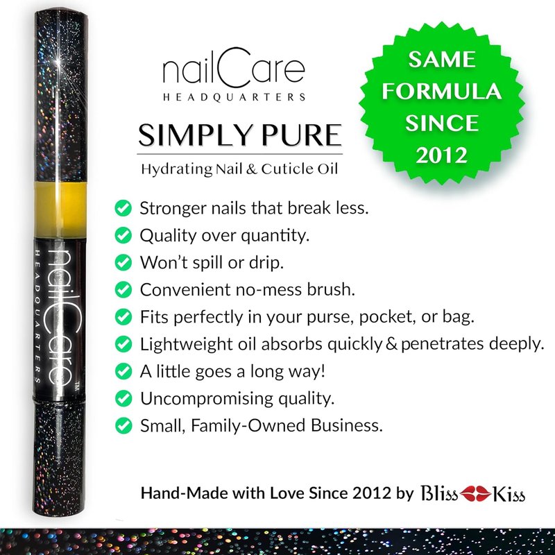 Bliss Kiss Cuticle Oil Pen - Nail Strengthener & Growth Serum with Jojoba Oil | Natural Fragrance