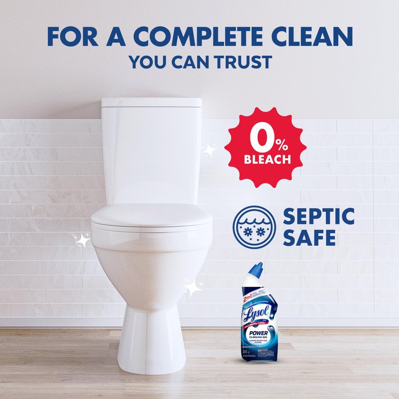 Lysol Toilet Bowl Cleaner, Max Strength Bathroom Cleaning Supplies, Toilet Bowl Cleaner Clinging Gel, Home Essential, Instant Stain Removal, Disinfecting and Deodorizing, Bleach Free, 24 oz (2 ct)