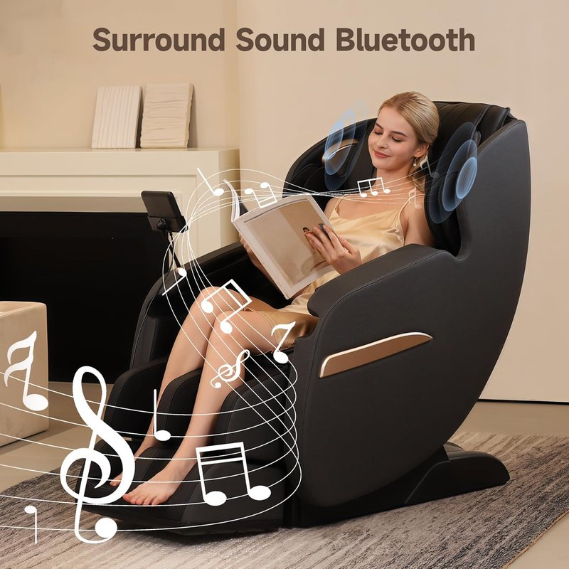 Real Relax 2D SL-Track Massage Chair - Full Body Zero Gravity Recliner with 8 Auto Modes & Voice Broadcast | Black