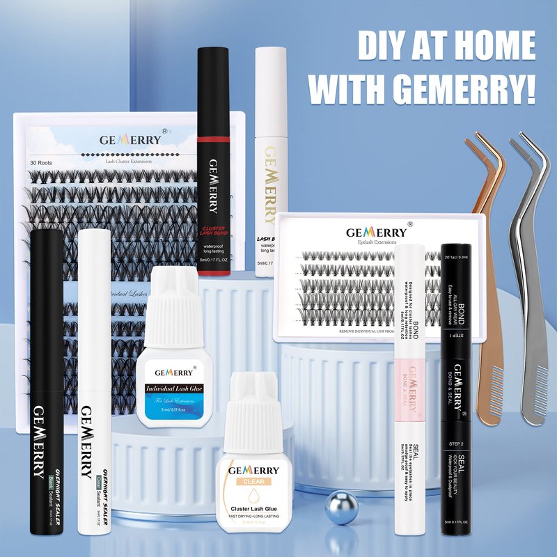 Lash Bond and Seal 10ml GEMERRY Bond and Seal Lash Glue for Lash Clusters Strong Hold 48-72 Hours Cluster Lash Glue Lash Bond and Seal Waterproof Mascara Wand Bond and Seal(Clear, 10ml)