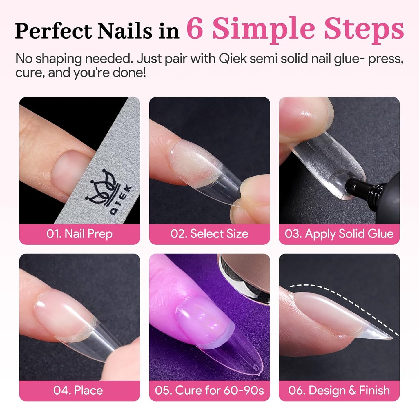 Skiennix Medium Almond Nail Tips - 240 PCS Clear Soft Press-On Extensions | 15 Sizes for DIY & Salon Use