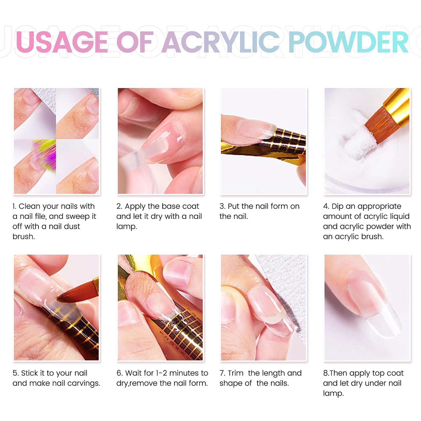 SULLMAR Acrylic Nail Kit For Beginners With Everything 8 Colors Acrylic Powder Acrylic Liquid Monomer With The Acrylic Nail Brush NailT Ools Nail Kits Acrylic Nails