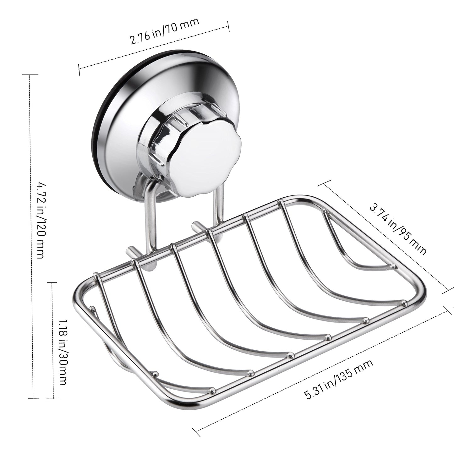 iPEGTOP Super Powerful Vacuum Suction Cup Soap Dish, Updated Strong Rustproof Stainless Steel Shower Caddy Soap Saver Sponge Holder for Bathroom & Kitchen Sink