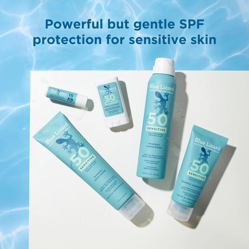 Blue Lizard Sensitive Mineral Sunscreen Stick - SPF 50+ Zinc Oxide, Water Resistant, Fragrance-Free | 0.5 Oz