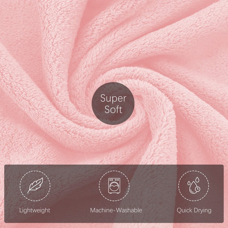 TENSTARS Silk Hemming Bath Towels for Bathroom Clearance - 27 x 55 inches - Light Thin Quick Drying - Soft Microfiber Absorbent Towel for Bath Fitness, Sports, Yoga, Travel, Gym - 2 Pack, Pink