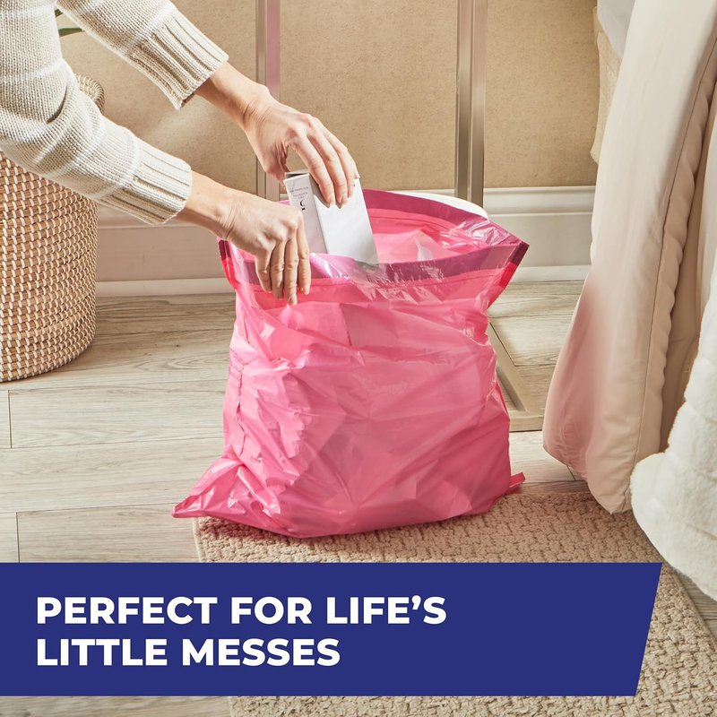 Hefty Small Trash Bags, 4 Gallon, Pink, Fabuloso Watermelon Scented Garbage Bags with Drawstring Closure, 20 Bags