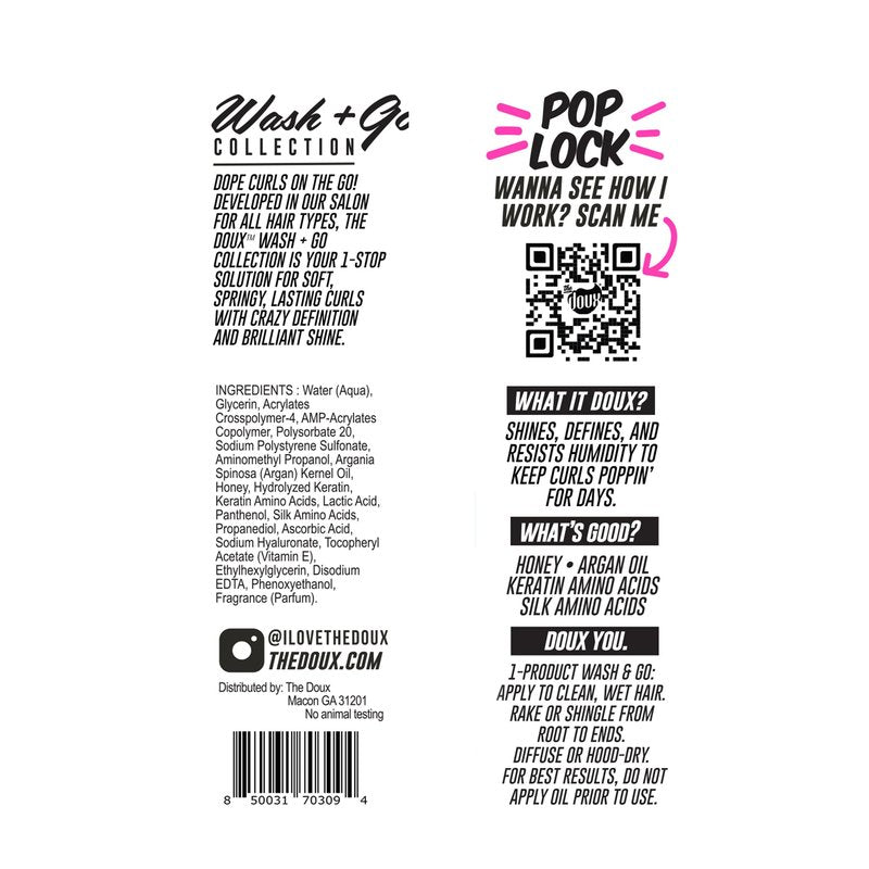 The Doux POP LOCK 5-Day Curl Forming Glaze for Natural Hair – Anti-Humidity Gel with Honey & Argan Oil – Curly Hair Styling Gel for Shine, Frizz Control, and Long-Lasting Curl Definition