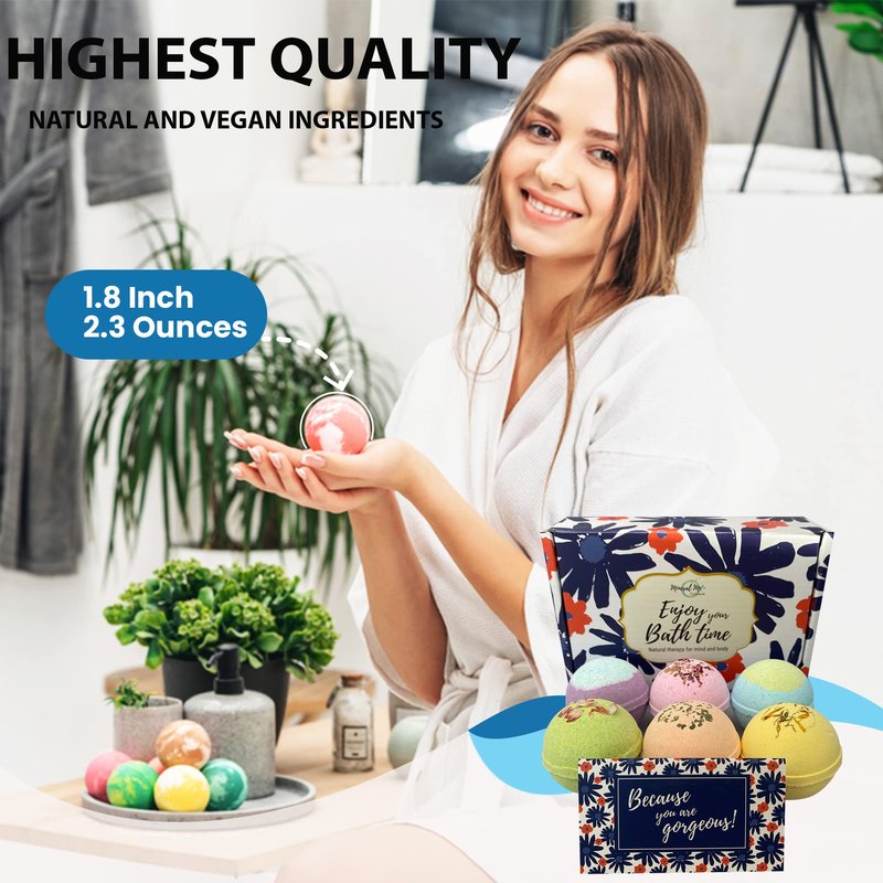 Bath Bombs for Women Gift Set - 24 Natural and Organic Bath Bombs with Essential Oils & Moisturizing Shea Butter, Spa Birthday Gift, Selfcare Gifts, Women, Teen Girls, Bridesmaid Gift