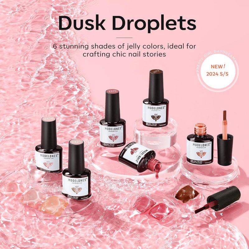 Modelones Gel Nail Polish Set - 6 Colors Including Nude, Red, Pink & Brown | Perfect for DIY Manicure Gifts