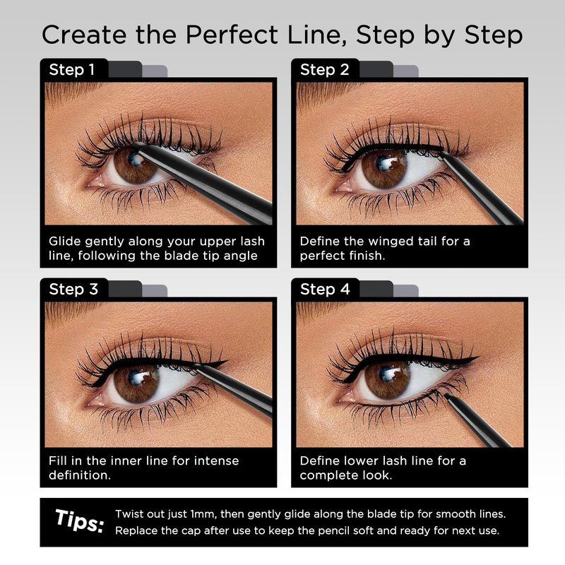 BEPHOLAN Black Gel Eyeliner Pencil, D-Tip Precision Waterproof Eyeliner Pen, Smudge Proof Long Lasting Eye Liner, Beginner Friendly, Ideal for Waterline & Daily Eye Makeup