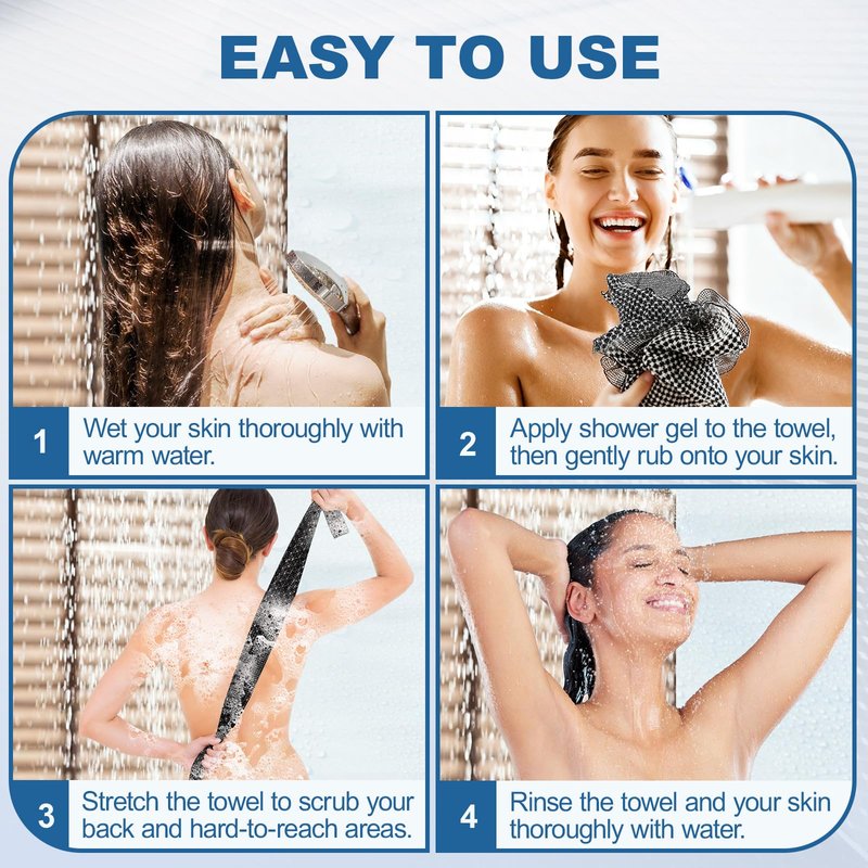 5 Pack Back Scrubber for Shower – Exfoliating Shower Towel, Japanese & Korean Scrub Washcloth, Body Exfoliator, Loofah/Luffa Sponge Bath Cloth, Exfoliating Scrub Towel, Back Washer for Women & Men