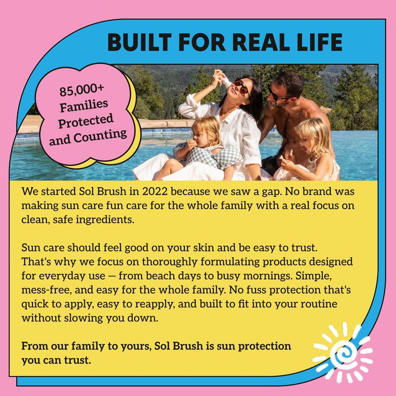 Sol Brush SPF 50 Mineral Sunscreen Powder, Broad Spectrum UVA/UVB Protection Sunscreen, Mess Free Brush On Applicator, Clean & Cruelty Free, Water Resistant (80 Minutes), Pink, Fair