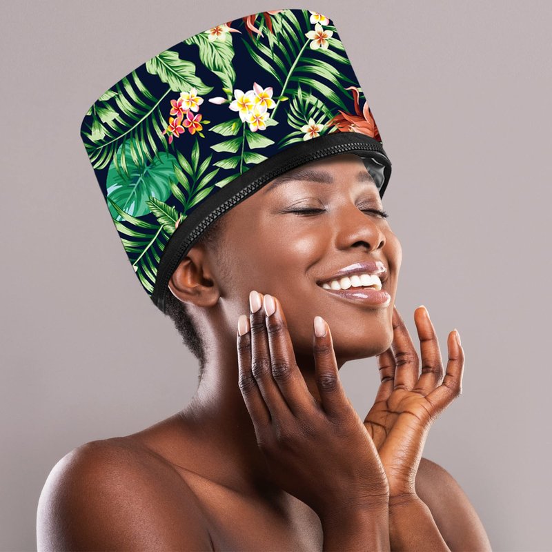 Heat Cap for Deep Conditioning, Ingeware Thermal Cap for Hair Steamer Cap for Natural Hair Portable Electric Heat Hair Spa Cap for Home Use Pattern (Floral Print)