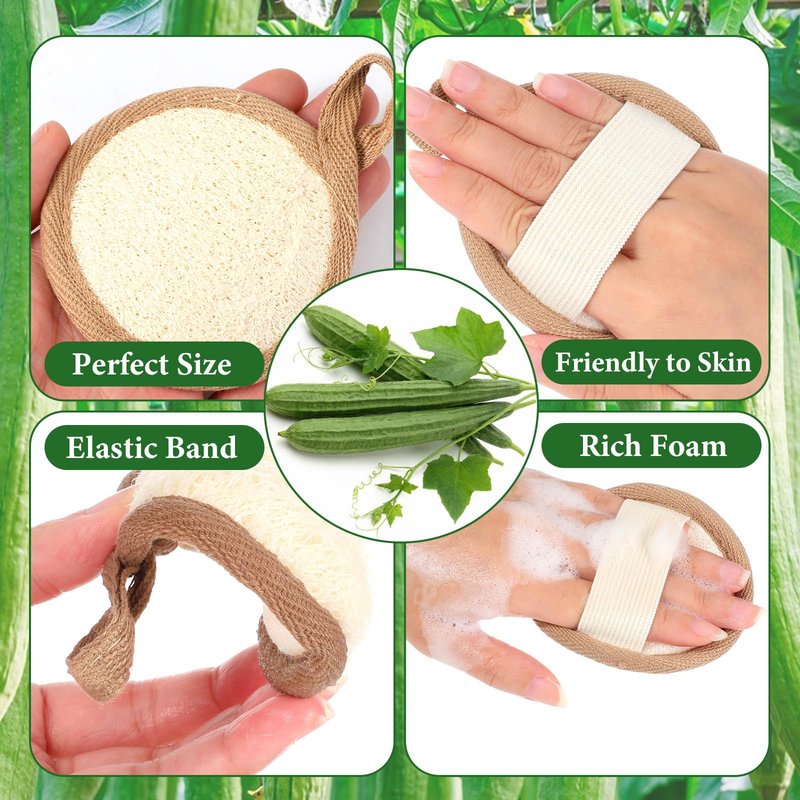 TIESOME 8 Pcs Exfoliating Face Scrubber, Gentle Shower Loofah Facial Scrubber Pads for Women & Men, Soft Face Exfoliator Pads for Deep Clean, Removes aDead Skin & Unclogs Pores, Reusable Sponge, Beige
