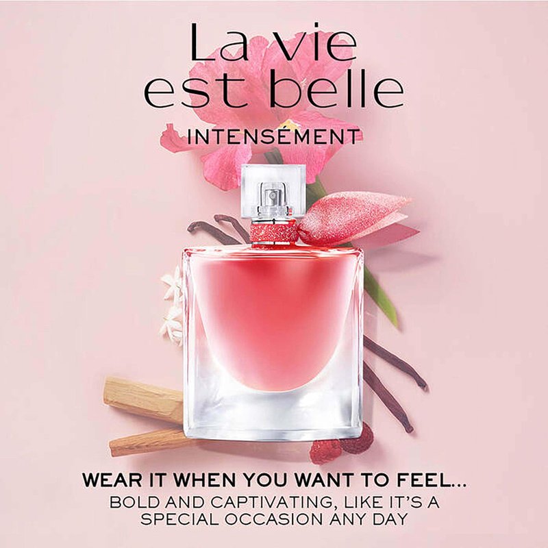 Lancôme La Vie Est Belle Intensément Eau de Parfum - Long Lasting Fragrance with Notes of Raspberry, Jasmine & Red Sandalwood - Warm & Floral Women's Perfume - 3.4 Fl Oz