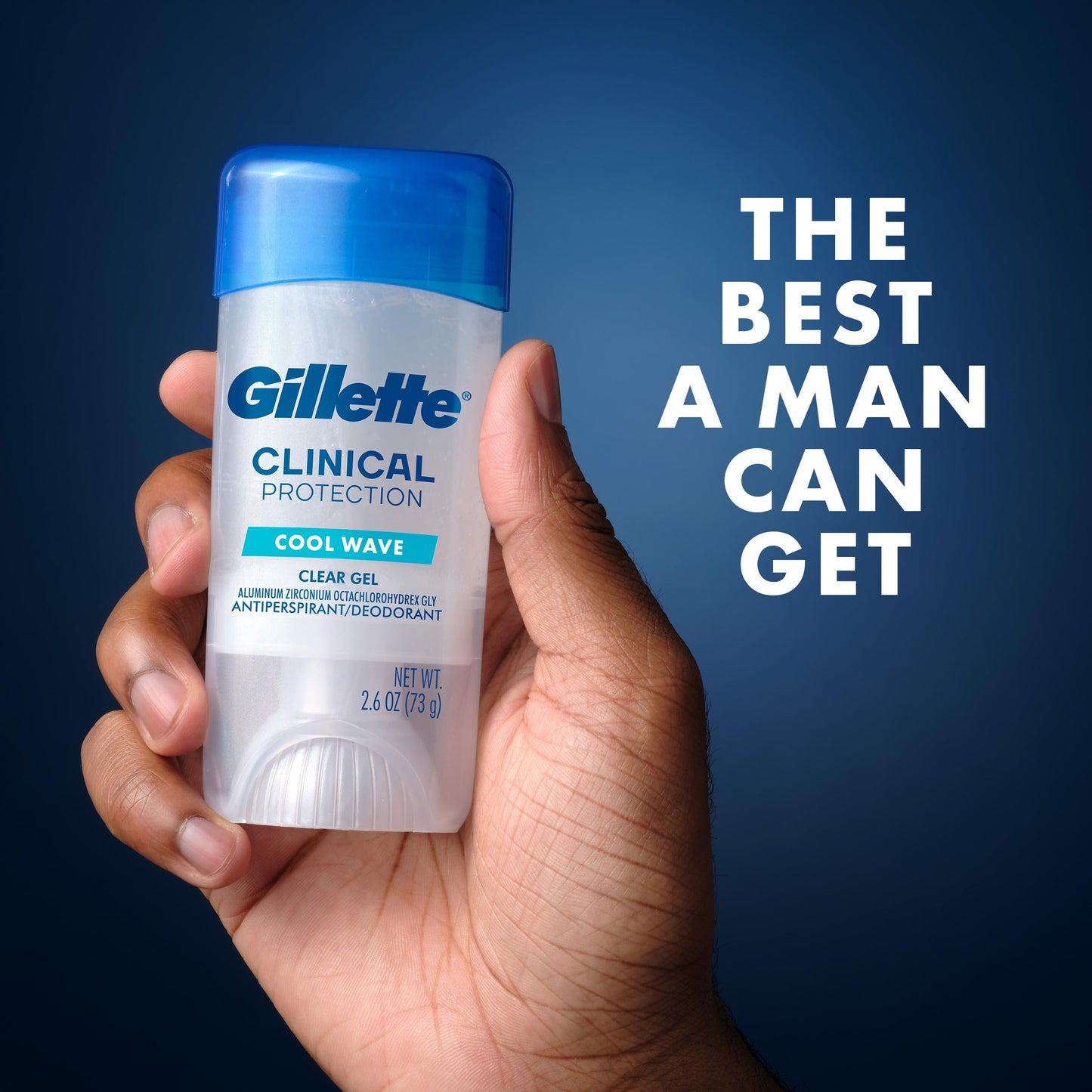 Gillette Clinical Antiperspirant and Deodorant for Men, 100HR Clinical Strength Sweat & Odor Protection, Long Lasting Freshness, Anti-White Mark Technology, Clear Gel, Cool Wave Scent, 2.6 oz