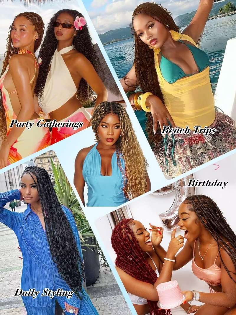 Boho Hair for Braiding, 24 Inch Curly Virgin Human Braiding Hair for Women, 12A Knotless Water Wave Bulk Bohemian Styles, 150g 3 Bundles Natural Black