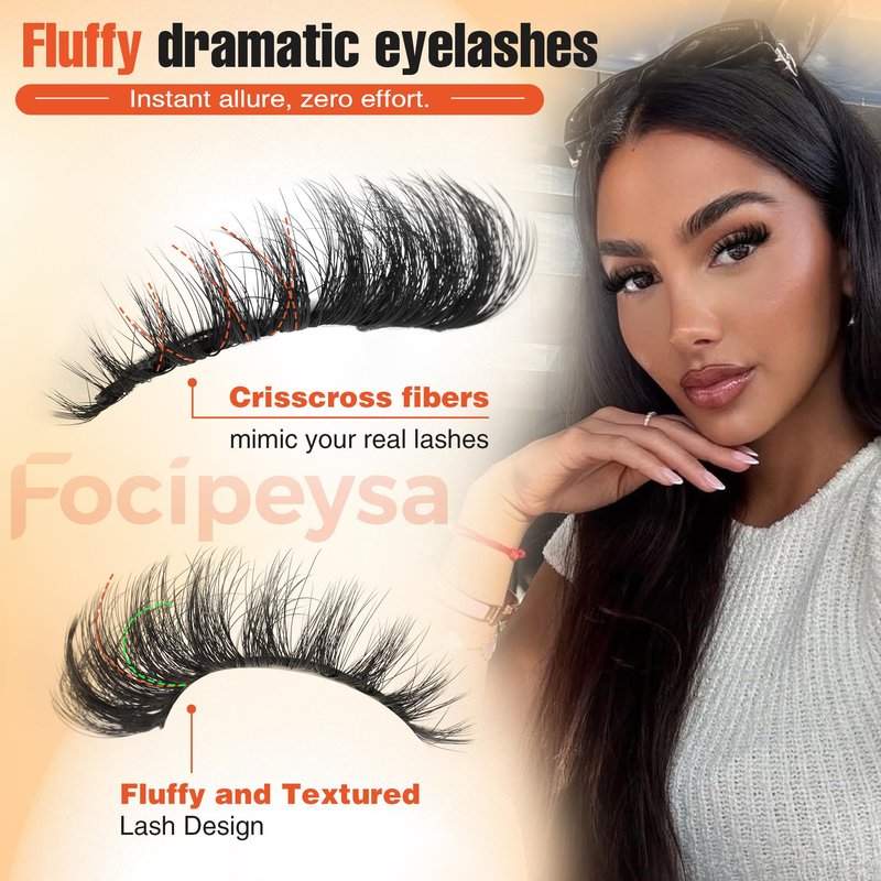Mink Lashes Full Volume False Eyelashes 18mm Dramatic Faux Mink Eyelashes Natural Look Cat Eye Volume Eye Lashes Multipack by Focipeysa