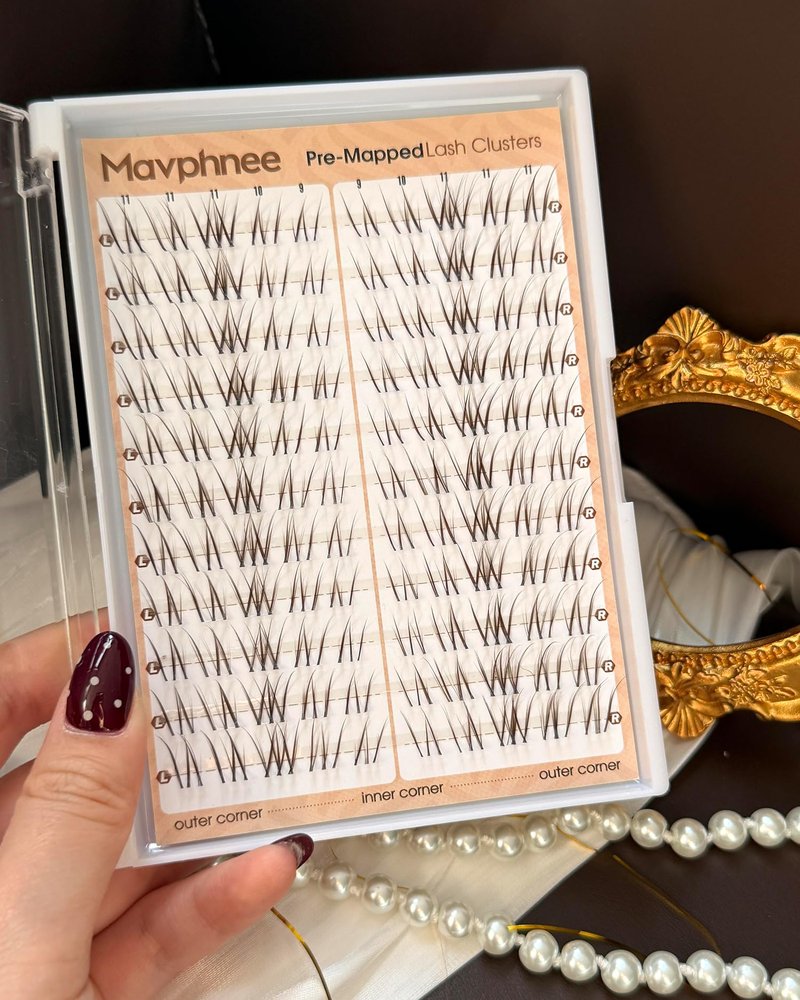 Brown Lash Clusters Natural Eyelash Extensions 9-10-11MM Short Wispy Cluster Lashes Extensions CC Curl Pre-Mapped Cat Eye Eyelash Clusters for Effortless Application