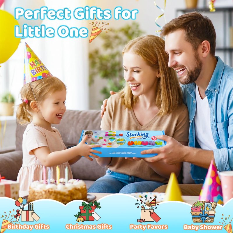 Baby Bath Toys for Kids Ages 1-3 Mold Free Bath Toys Toddlers 2-4 Silicone 21 PCS Ocean Shape Sorters for Toddlers 1-3 Stacking Bathtub Suction Water Play Toys for Toddlers 3-5 Boy Girl Early Learning