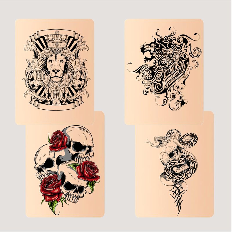 POSEIDON 3MM Tattoo Practice Kit - 6Pcs 5.9"x7.8" Fake Skin & 20Pcs A4 Transfer Paper (8.3"x11.7") | Realistic Silicone Training Sheets & Stencil Supplies for Beginners/Artists