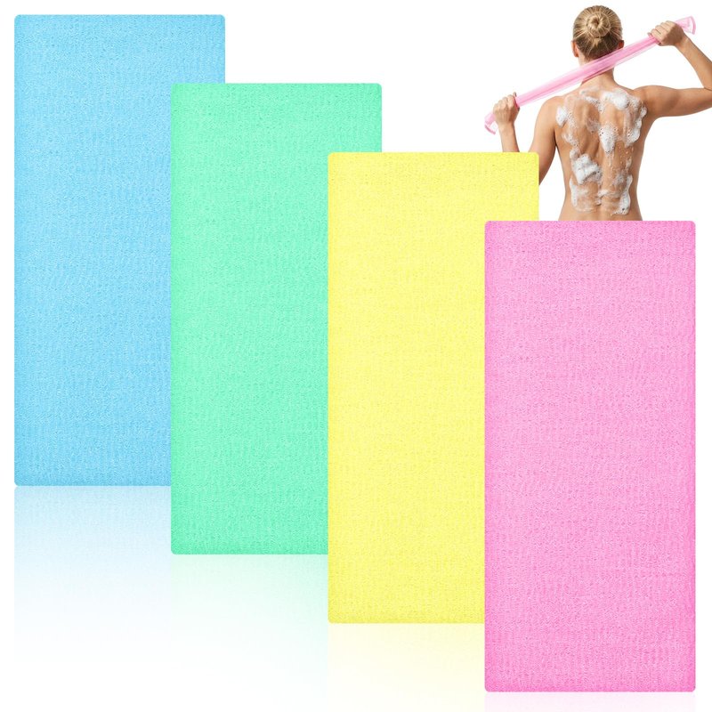 Hecila Exfoliating Washcloth Body Scrubber Bath Cloth Skin Bath Wash Towel for Shower 35 Inch Japanese Nylon Washcloth Loofah Sponge Net Rag Back Scrubber for Women and Men