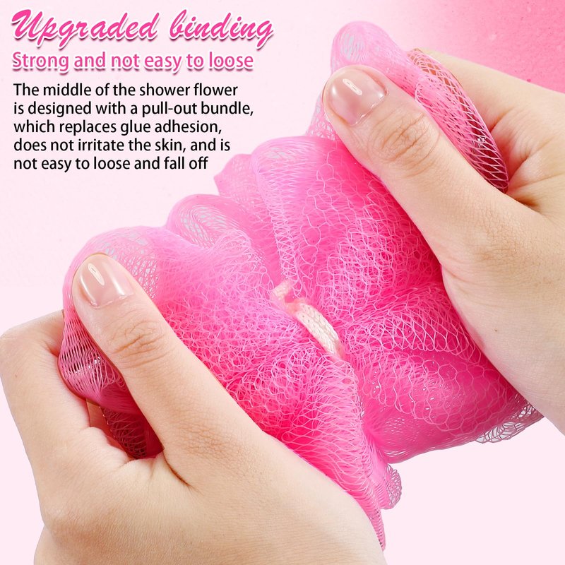 Suttmin 50 Pcs Loofah Sponge Bulk Mini Shower Sponge 3 Inch Loofahs Shower Pouf Mesh Showers Ball for Women Kids Men Exfoliating Bath Scrubber Travel Size Showers Gift(Pink)