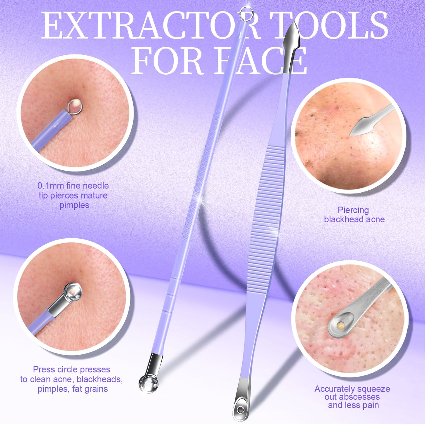 Teenitor Pimple Popper Tool Kit and Blackhead Remover Tools, Ingrown Hair Tweezers, Professional Blackhead Extractor Pimple Extractor Comedone Extractor, Black Head Remover for Face