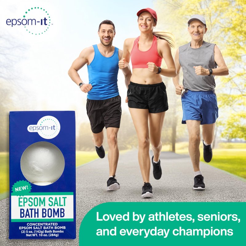 Epsom-It Epsom Salt Bath Bomb - Magnesium Sulfate Epsom Salts for Soothing and Refreshing soak, Recovery Magnesium Bath Soak for Women & Men, Unscented, 2-Pack