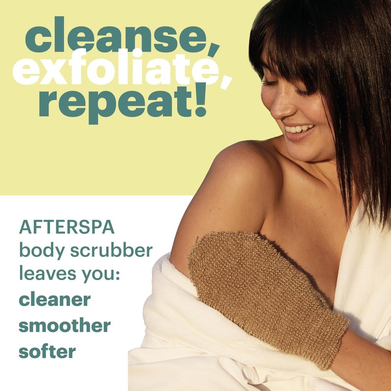 Cleansing Sisal Mitt by Afterspa, Body Scrubber Shower Mitt, Body Exfoliator, Vegan and Cruelty Free