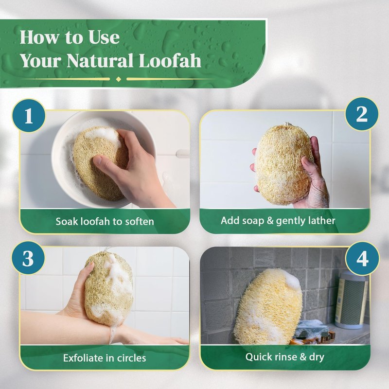 Natural Loofah Exfoliating Body Scrubber (8 Pack) - Organic Loofah for Body - Biodegradable Shower Luffa - Natural Bath Sponges Loufa - Estropajos para el Cuerpo