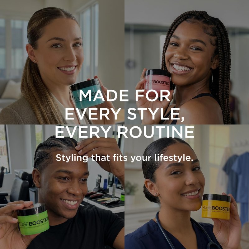 Style Factor Edge Booster Strong Hold Water-Based Pomade | Formulated with Argan Oil for Moisture & High Shine | Long Lasting Edge Control Gel | Raspberry, 3.38 oz