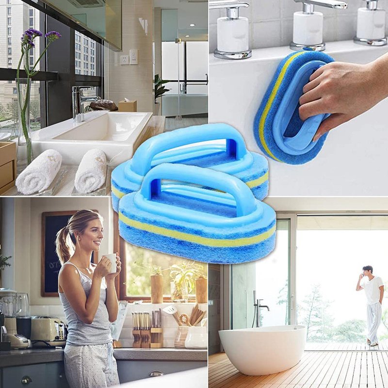 2pcs Household Cleaning Tools Quality Sponge Cleaning Brush with Handle Perfect for Daily Use in Kitchen Thick Sponge Brush