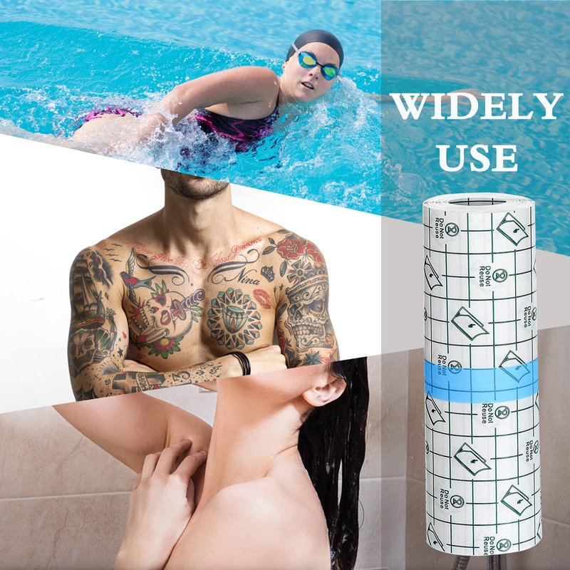 Tattoo Aftercare Waterproof Bandages, 6 Inch x 5.5 Yard - Transparent Stretch Adhesive Shield Bandage, Tattoo Supply Wrap Second Skin Clear Dressing Film for Swimming Showering