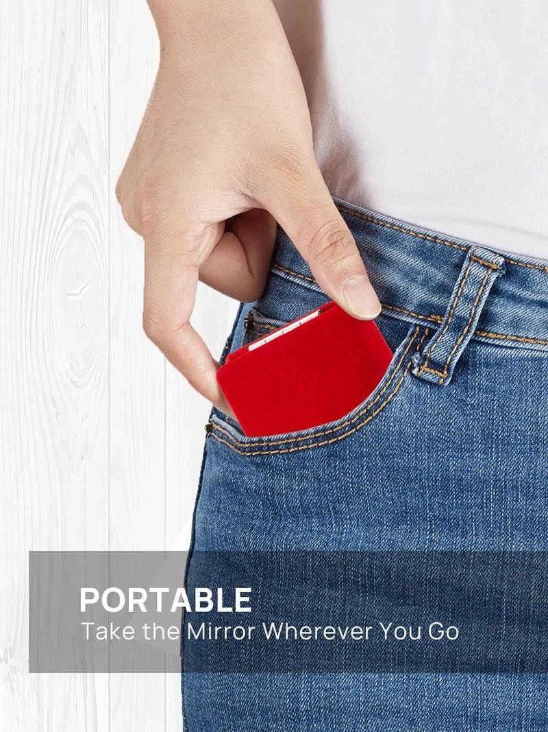 OMIRO Compact Mirror, 1X/3X Magnifying Mirror with Velvet Cover, Pocket Ultra Portable for Purses and Travel(Christmas Red)